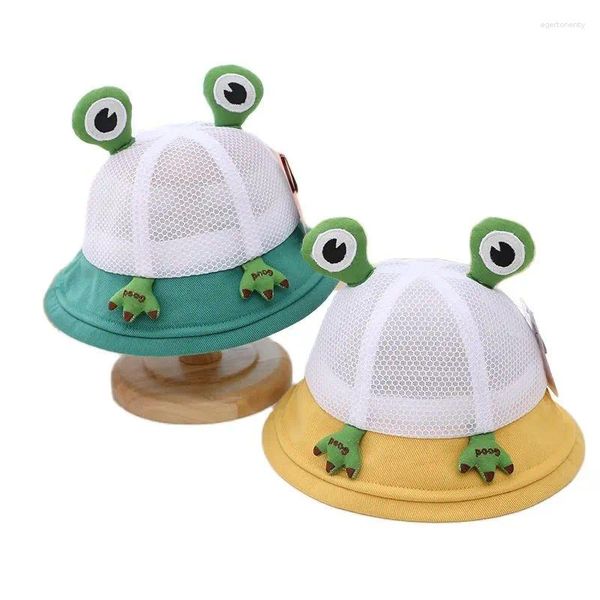 Bérets Doit Mesh Enfant Fille Seau Chapeaux Été Grands Yeux Dessin Animé Grenouille Enfants Casquette De Soleil Respirant Bébé Garçon En Plein Air Plage Chapeau De Pêcheur