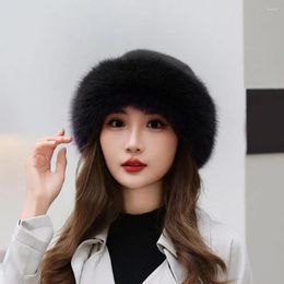 Berretti Cappello stile cupola per donna Tinta unita alla moda Inverno Addensato Caldo Morbido Peluche Soggiorno Accogliente