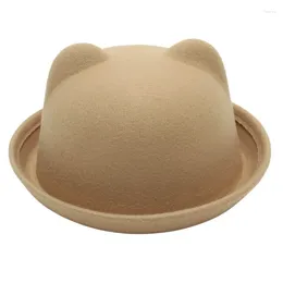 Boinas Cúpula Sombrero de copa Billycock Estilo universitario Adultos Niños Jazz Fedora Oso Oreja Fieltro Gorra Lindo Sombrero para el sol Al aire libre Padre-niño