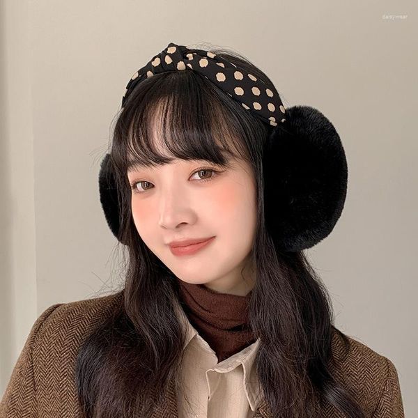 Bérets Dot chaud tricoté cache-oreilles pour femmes couverture d'oreille manchons coréens filles dame cadeau chauffe hiver Anti-gel oreillettes