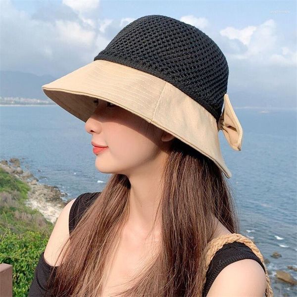 Boinas Sombrero de bambú de doble cara para hombres, mujeres, japonés, lavado, sol al aire libre, unisex, cubo plegable de ala ancha