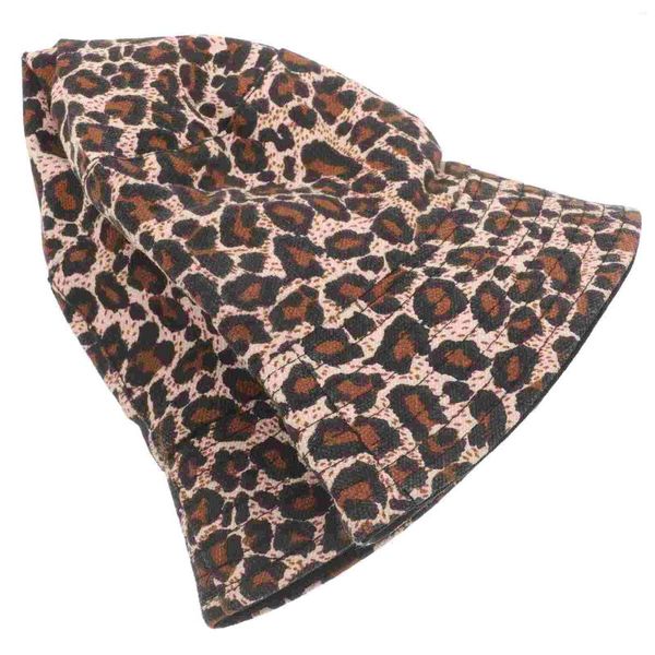 Boinas Sombrero de cubo reversible con estampado de leopardo de doble cara Sombreros para hombres y mujeres