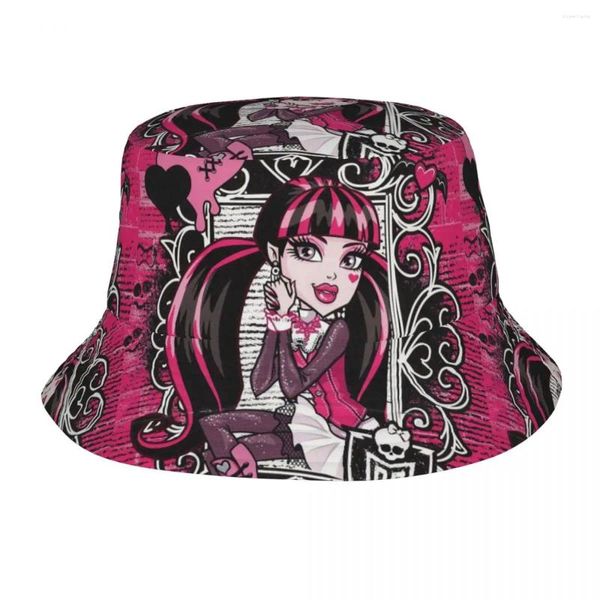 Bérets Draculaura Bob chapeau pour adolescent plage champ de dessin animé conception unique pliable chapeaux de pêche en plein air chapeaux