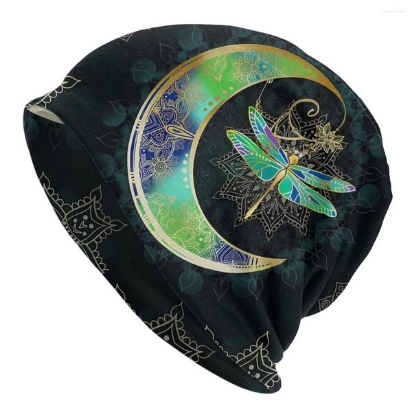 Bérets Libellule Mandala Amour Bonnet Homme Automne Printemps Mince Skullies Bonnets Casquettes De Tatouage Pour Hommes Femmes Chapeaux Créatifs