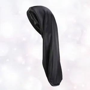 Bérets Dreadlocks Chapeau de couchage Bonnet de nuit extensible avec bande élastique Longues tresses Tube de couverture de protection des cheveux pour dames noir