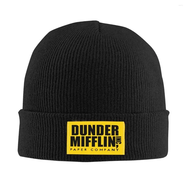 Boinas Dunder Mifflin Paper Company Skullies Gorros Gorros Unisex Cool Winter Warm Knitting Hat Adulto The Office TV Show Bonnet Sombreros