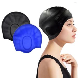 Beretten oorbeveiliging Zwemkappen groot formaat vaste kleur lange haarmuts hoogwaardige siliconen waterdichte mannen vrouwen zwemmen