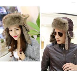 Bérets Protection des oreilles chapeau d'hiver unisexe imperméable Lei Feng avec doublure polaire oreillette chaleur pour les Couples couleur unie automne