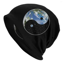 Bérets terre et espace yin yang symbole bonnet chapeau tricot tricot chapeaux ski cailloux tai chi chi masculin spring chaude chaude capuchon à double usage