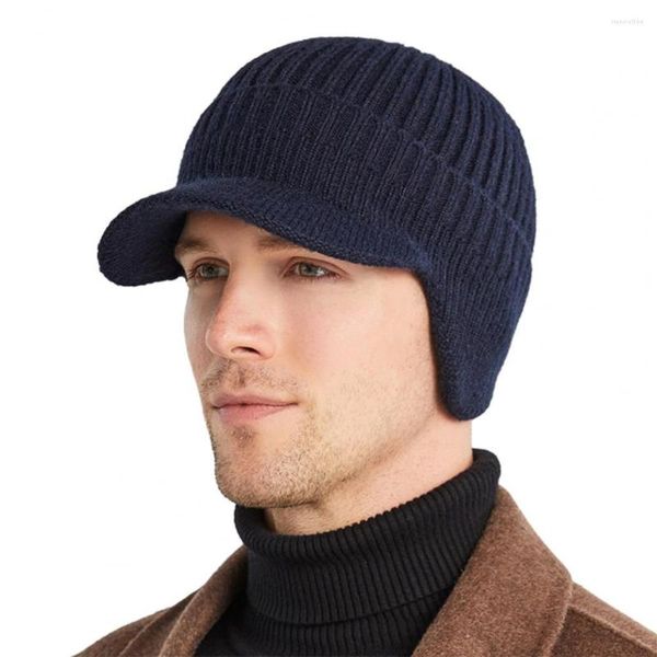 Boinas fáciles de limpiar Práctico gorro de punto con orejeras Hombre Invierno Moda Mantener el calor para exteriores