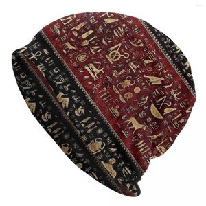 Bérets hiéroglyphes égyptiens Bonnet Bonnet unisexe hiver chaud Bonnet Homme chapeaux tricotés en plein air ancienne egypte Skullies bonnets casquettes