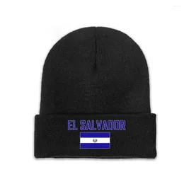 Bérets EL SALVADOR Pays Drapeau Top Imprimer Hommes Femmes Unisexe Tricoté Chapeau Hiver Automne Bonnet Bonnet Chaud Bonnet