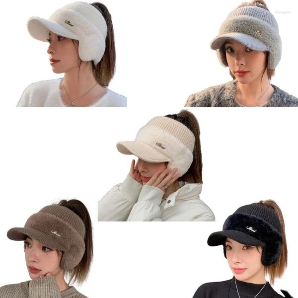 Boinas Sombrero de béisbol elástico Envoltura para la cabeza Bandas para el cabello tejidas para uso diario y deporte Otoño Invierno Diadema Calentadores de orejas Y1UA