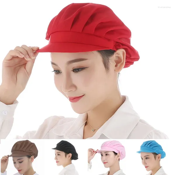 Bérets élastiques en maille, visières, chapeau de Chef, cuisine, Restaurants, uniforme de travail, casquette de cuisine anti-poussière, respirant, atelier de serveur