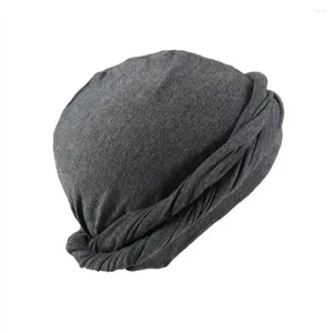 Bérets Élastique Turban Chapeau Vintage Style Ethnique Pour Hommes Chaud Respirant Confortable Tête Enveloppement Avec Stretch Satin Écharpe Cravate