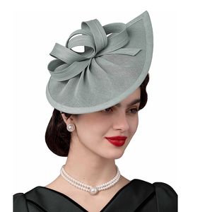 Bérets Élégant Fascinator Sinamay Chapeau Cocktail Tea Party Bandeau Vintage s pour Mariage Femmes 230512