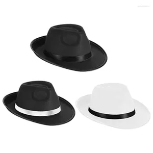 Berets Elegant Fedora Hat For Male Women Theme Party with roll brims costume gentleman top hippieshat wear