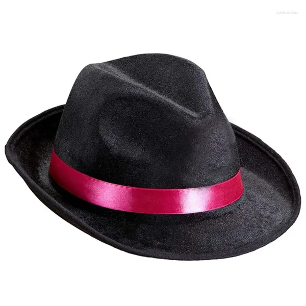 Boinas Sombrero de fieltro elegante para disfraz de cosplay Juego de roles con ala enrollada Carnavales para adultos Festival de música de fiesta
