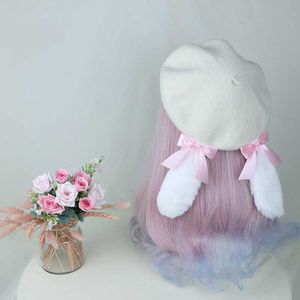 Bérets Élégant Lolita Bowknot Béret Vintage Peintre Chapeau Mignon Oreilles De Lapin Bonnet Chapeau Chapeaux Chaud pour Chilly Activités De Plein Air Z0616