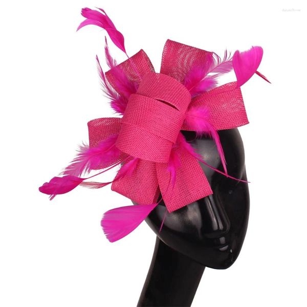 Boinas elegantes fascinadores de imitación rosa para accesorios para el cabello de boda sombrero nupcial sombreros de fiesta sombreros de cóctel