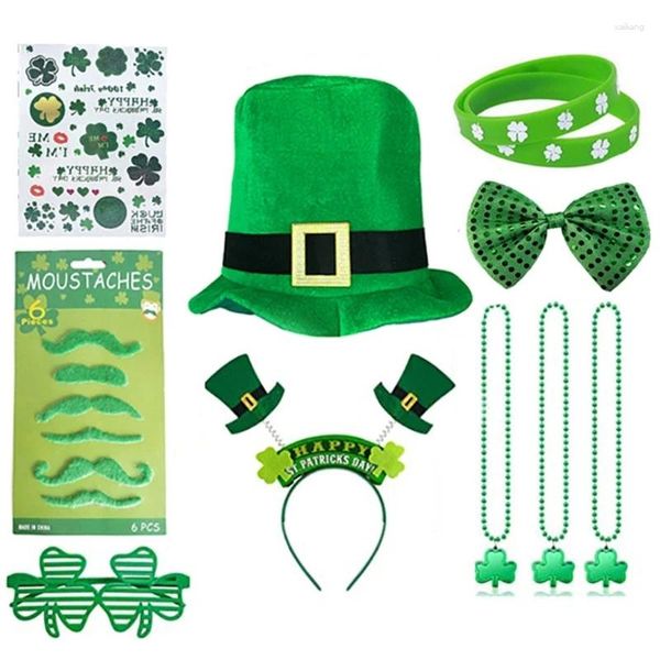 Bérets Élégant Prom Party Shamrock Chapeau Plat Avec BraceletsCollierLunettes Pour Femme