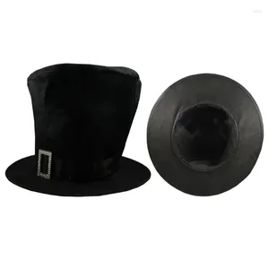 Bérets élégant top chapeau pour les fêtes de cosplay gentleman avec boucle ceinture adulte carnivals de fête accessoires