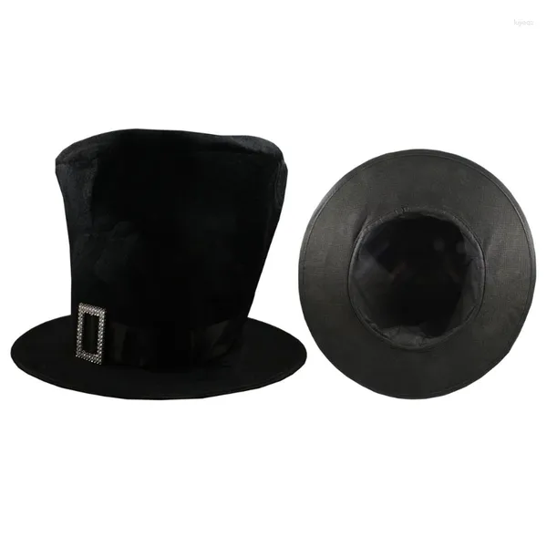 Boinas Elegant Top Hat para fiestas de cosplay Caballero con cinturón de hebilla Carnavales Adultos Fiesta Accesorios de disfraces