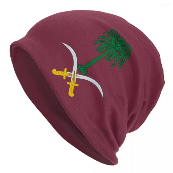 Boinas Emblema De Arabia Saudita Bonnet Sombrero Tejer Sombreros Hombres Mujeres Cool Unisex Cálido Invierno Skullies Gorros Gorros