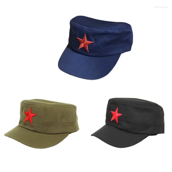 Boinas bordado estrella gorra militar para niños adultos juego de roles sombrero ejército de ejército de borde largo