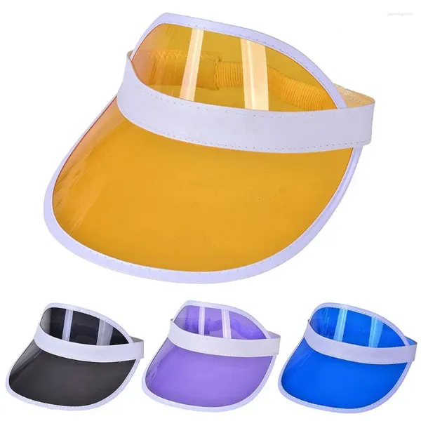 Bérets Vide Top Summer Baseball Chapeau de haute qualité Femmes transparentes Femmes Men Anti-UV Sunshade Plastique PVC Visor Caps extérieur