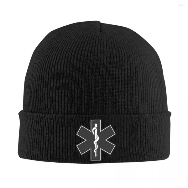 Bérets EMS Paramédic Star of Life Hat tricot bonnet beanie hiver chaude bouchons de mode hommes cadeaux