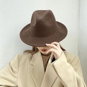 Bérets angleterre Style Vintage Fedora chapeaux femmes décontracté Fascinator laine feutre chapeau élégant couleur Pure Jazz casquettes 2022 automne Chic