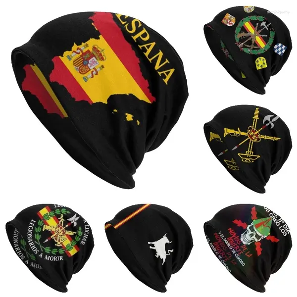 Bérets Espana Espagne Carte Drapeau Bonnet Hiver Chaud Tricot Chapeau Femmes Hommes Skullies Bonnets Casquette Adulte Espagnol Fier Bonnet Chapeaux De Ski En Plein Air