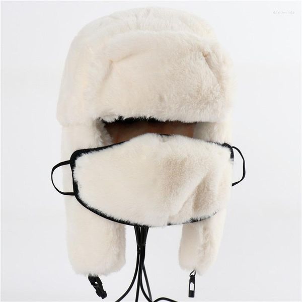 Bérets Est LeiFeng chapeau hommes et femmes fourrure casquette extérieure Protection des oreilles masque complet cheveux chaud Coldproof nord-est unisexe Davi22