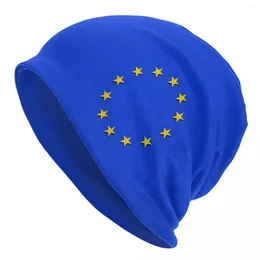 Berets Europe - J'adore le drapeau de l'Union européenne EU Flag en tricot chaud Hip Hop Bonnet Hat d'automne hiver des gabins extérieurs