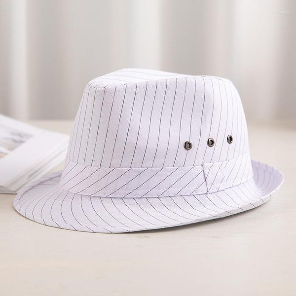 Boinas Sombreros de primavera y verano europeos y americanos Sombrero de copa de moda británica para hombres Sombrero de copa a cuadros blanco y negro Transpirable