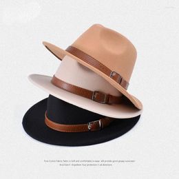 Bérets européens et américains Cowboy Western Hat Gentleman British Gentleman Fedora Women Black