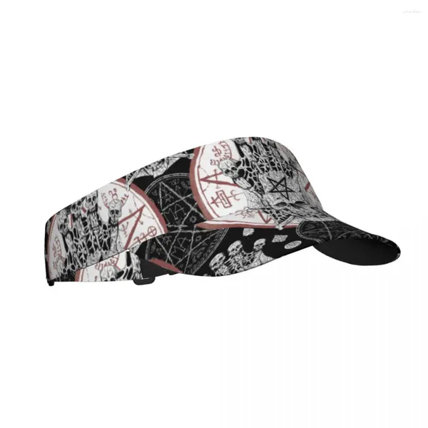 Bérets Crâne maléfique et sceau magique avec pentagramme été air chapeau de soleil visière protection UV haut vide sport golf course casquette de protection solaire