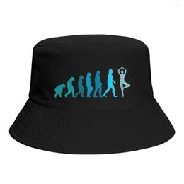 Les bérets évoluent vers le yoga arbre Pose Classic Evolution Bucket Bucket pour femmes hommes adolescents pliables bob pêcheurs chapeaux Panama Cap Streetwear