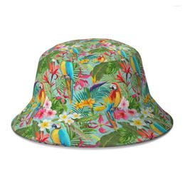 Bérets exotiques calopsittes tropicales aras chapeaux de pêcheur hommes femmes oiseaux sauvages perroquets animaux automne chapeau de seau Panama Protection solaire