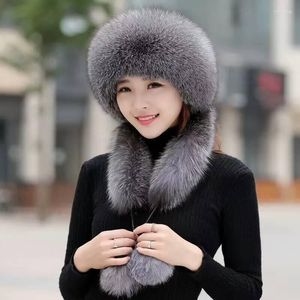 Bonnet d'hiver pour femme extra long avec chapeaux en fourrure pour femme Masque de ski