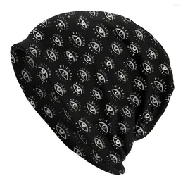 Boeretas patrón de ojo skullies gorros sombreros de moda malvados blancos y negros gorro delgado gordo especial hombres orejas para mujeres