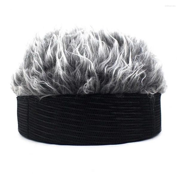 Bérets Fake Hair Cap Handsome Male Wig Hat Baseball élastique avec des perruques à pointes hommes Femmes Visor Soleil décontracté Chapeaux de cosplay