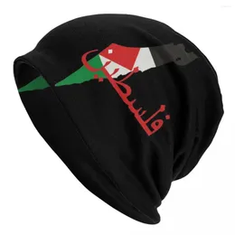 Bérets Falestine carte avec calligraphie arabe bonnet unisexe hiver Bonnet tricoté chapeaux en plein air palestinien Skullies bonnets