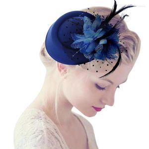 Bérets Fascinator Chapeaux Pour Femmes Pillbox Cap Avec Fleur Plume Maille Voile Et Pince À Cheveux Cocktail Tea Party Chapeaux Coiffure Dropship