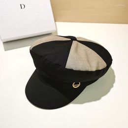 Berretti moda autunno nero grigio colore coordinato modello strada piatto per il tempo libero cappello ottagonale per donna visiera Sboy