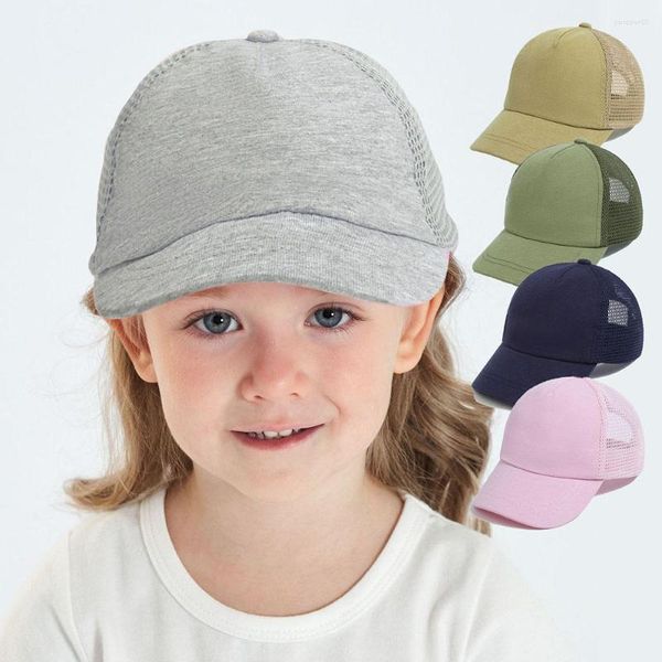 Boinas, gorra de moda para bebé, gorras de béisbol para niños, Color sólido, malla transpirable, protección solar, gorra con visera informal de verano para exteriores