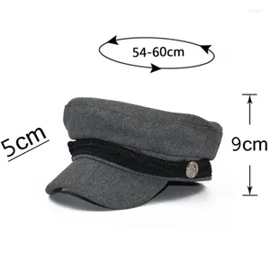 Bérets Fashion Blank Black High Quality Military Hat Fomen Women Spring Automne Hiver Hats Felt Cap Ladies Beret