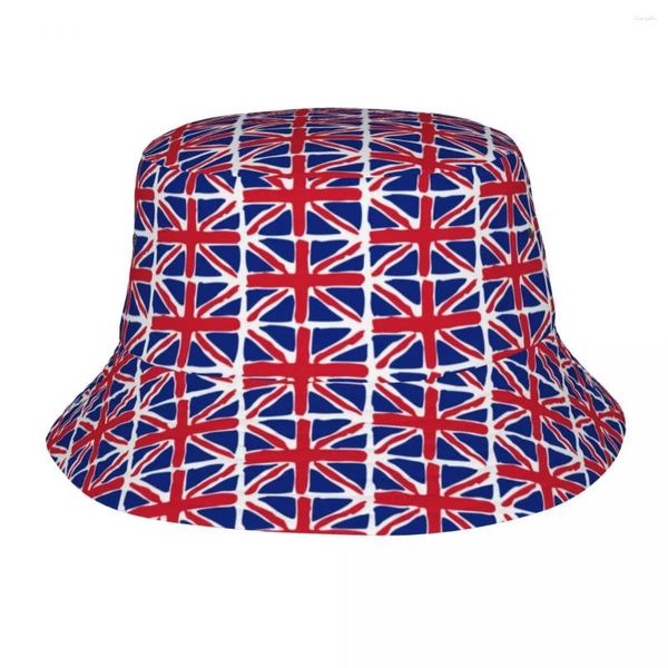 Boinas Moda Bandera británica del Reino Unido Sombreros de cubo Unisex Ligero Gorra de pescador al aire libre Sombreros de primavera