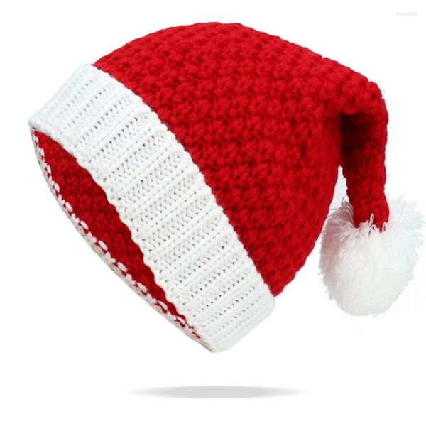 Boinas Moda Navidad Invierno Cálido Rojo Blanco Beanie Hat Con Pom Punto Santa Mujeres Hombres Regalos